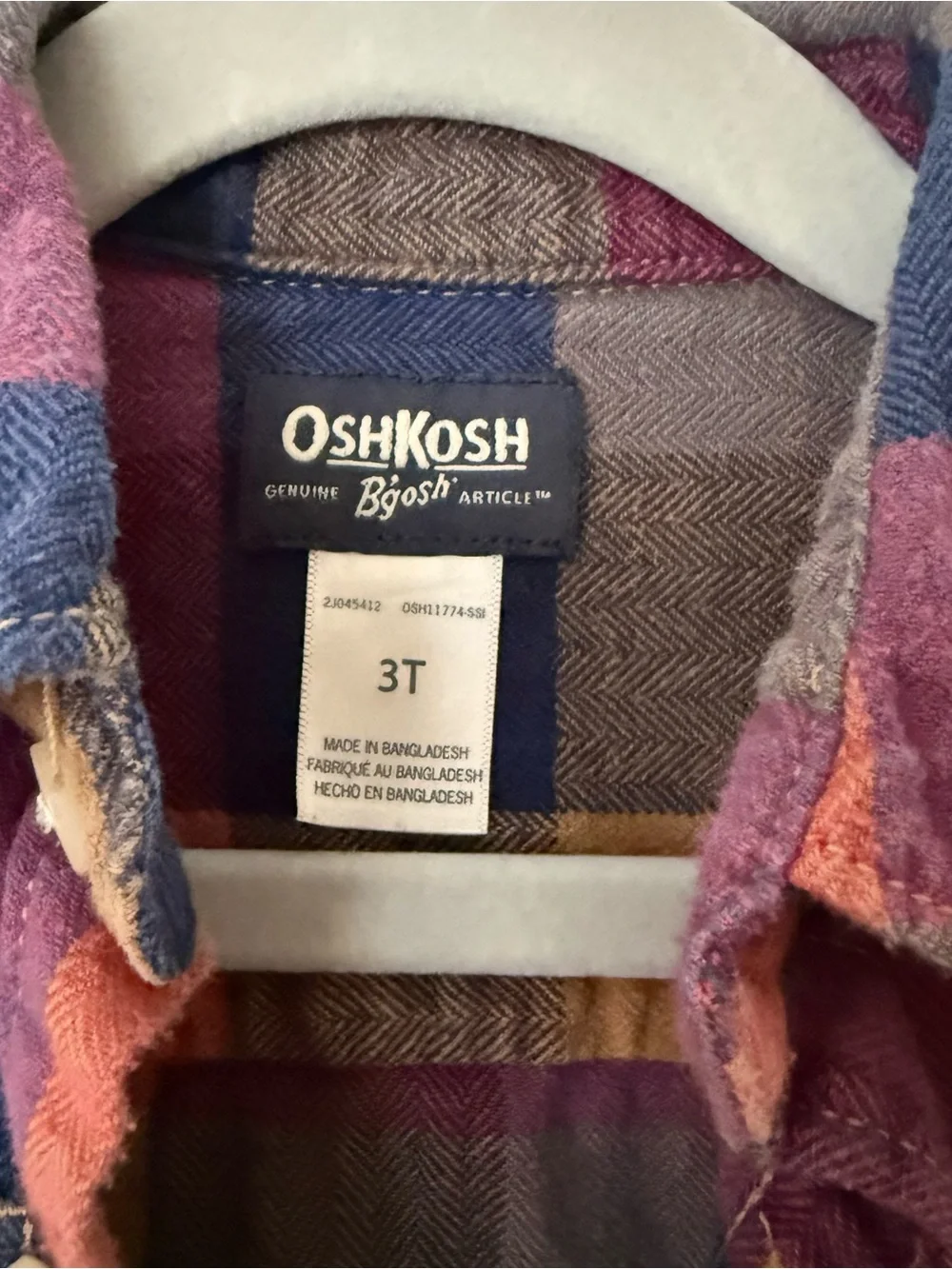 OshKosh B'gosh Plaid Button-Down Shirt in Navy, Pink, Rust, Brown